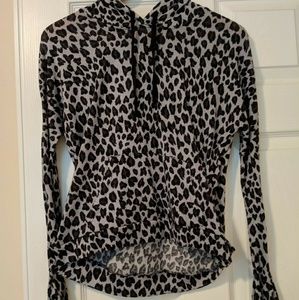Leopard print hood sweater